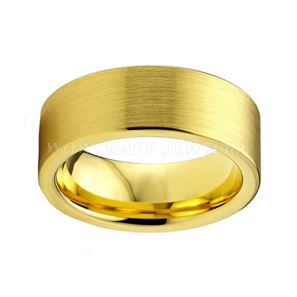 8mm Yellow Gold Brushed Finish Men's Ring