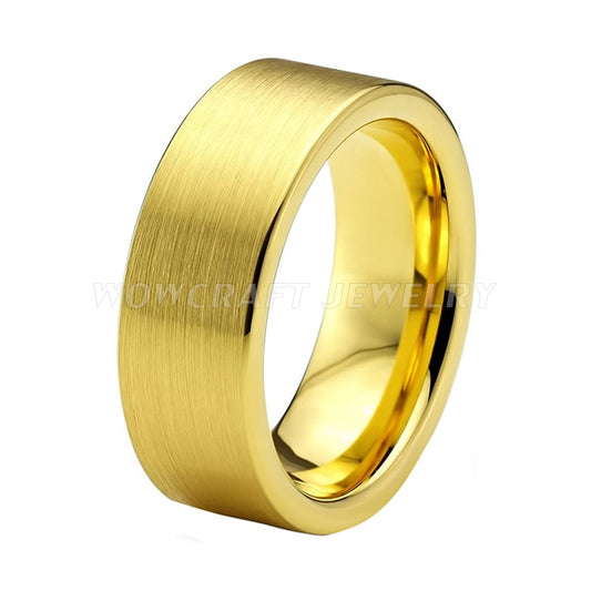 8mm Yellow Gold Brushed Finish Men's Ring
