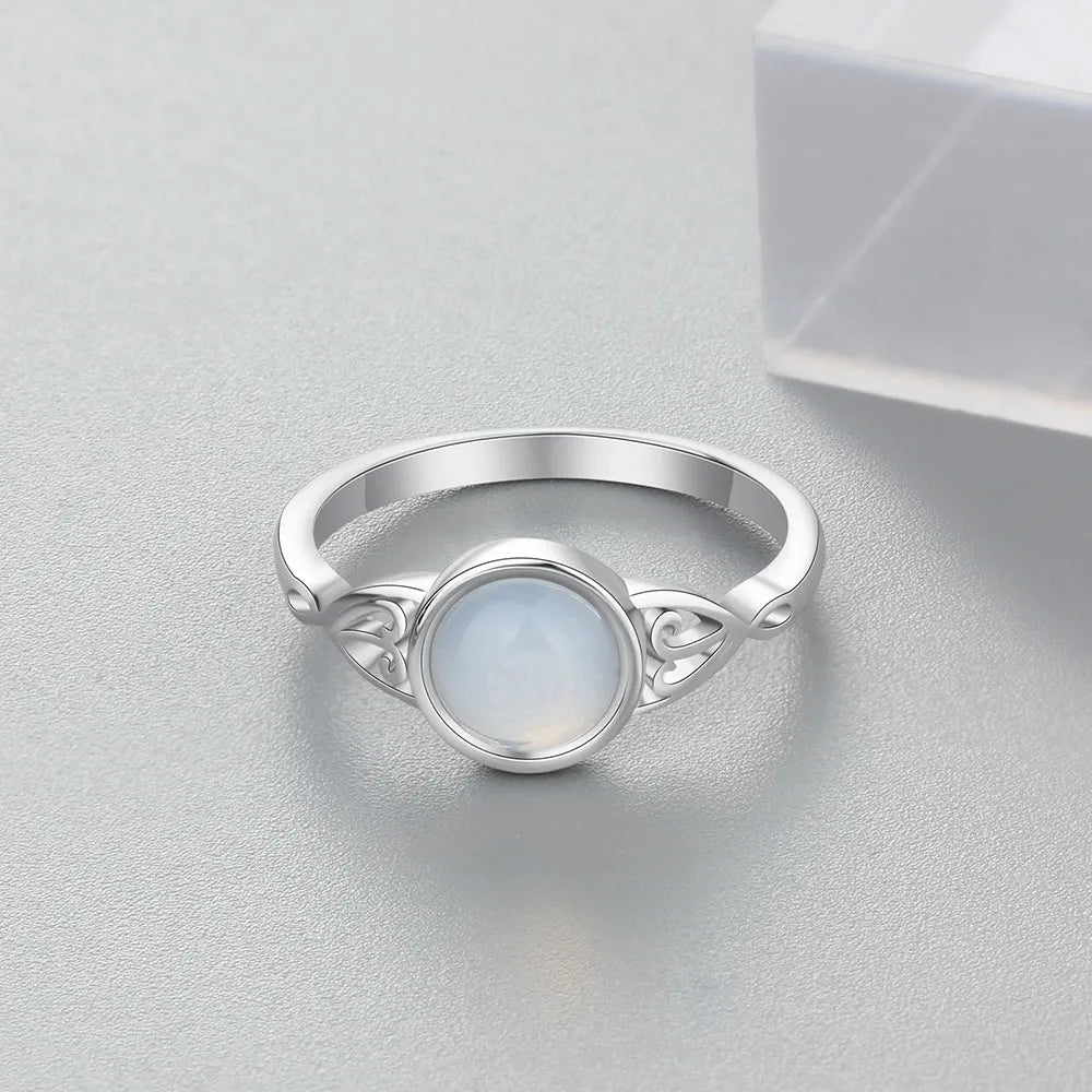 Victorian Style Created Moonstone Silver Copper Women's Ring