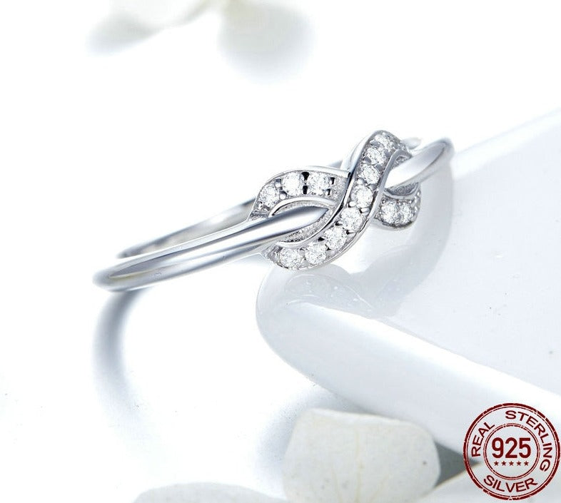 Infinity Symbol Clear CZ Stones 925 Sterling Silver Women's Ring