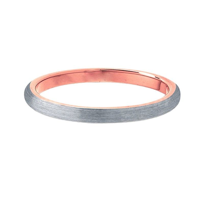 3mm Minimalist Matte Brushed Silver & Rose Gold Tungsten Unisex Ring