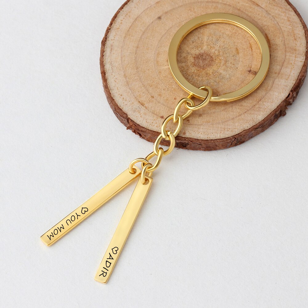 Personalized Custom Text Gold Plated Keychain