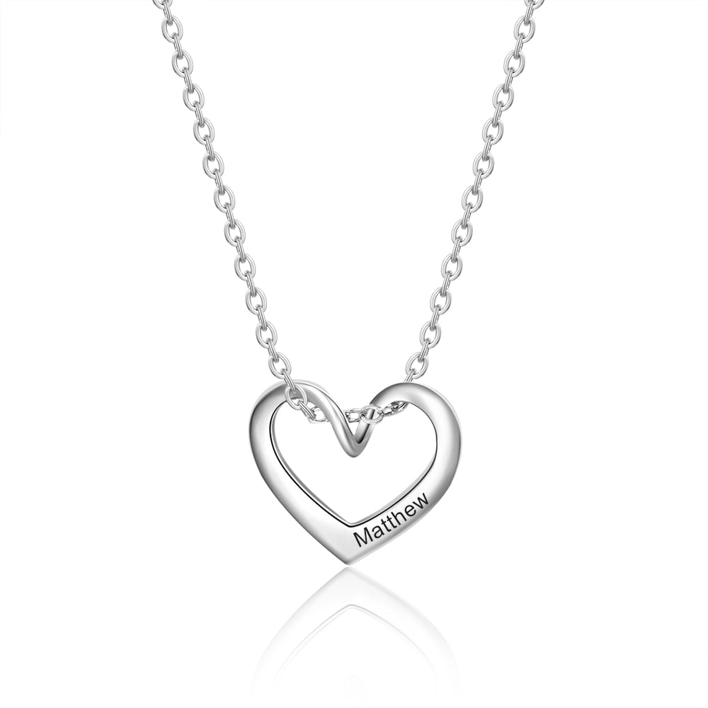 1 to 5 Heart Pendants Personalised Name Engravings Stainless Steel Necklaces