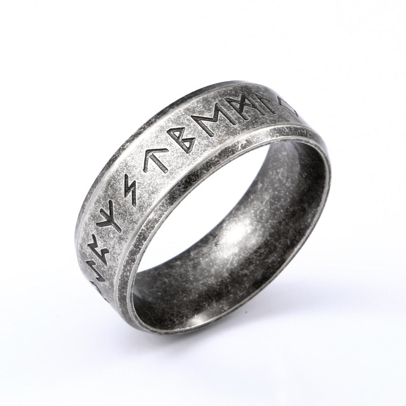 Rune Letters Odin Norse Viking Stainless Steel Men's Ring (14 Different Styles)