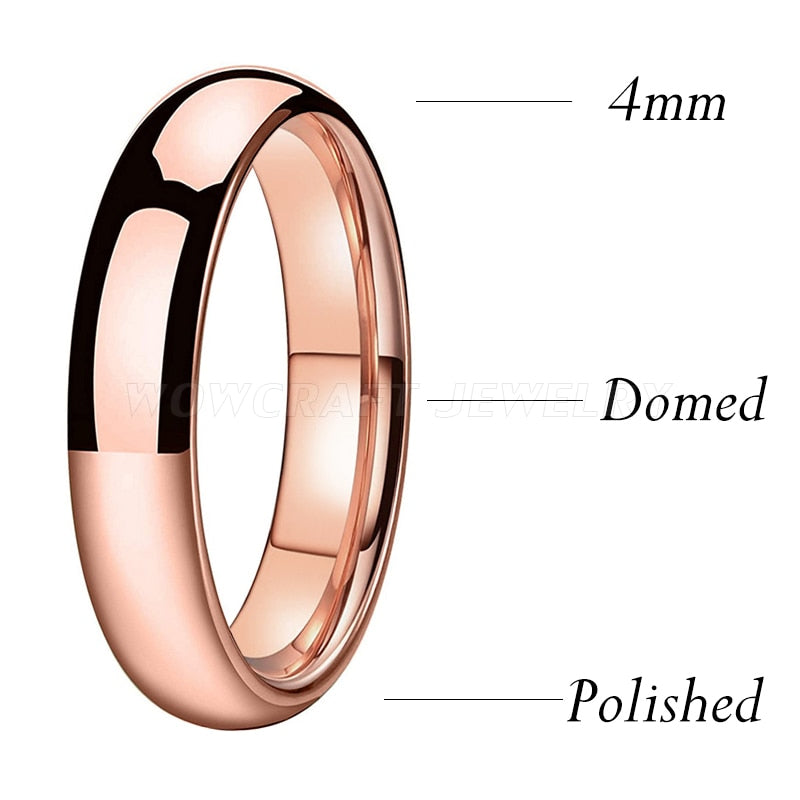 4mm Polished Rose Gold Tungsten Unisex Ring