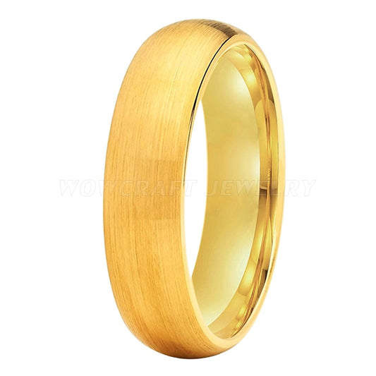 6mm Gold Brushed Color Tungsten Unisex Ring