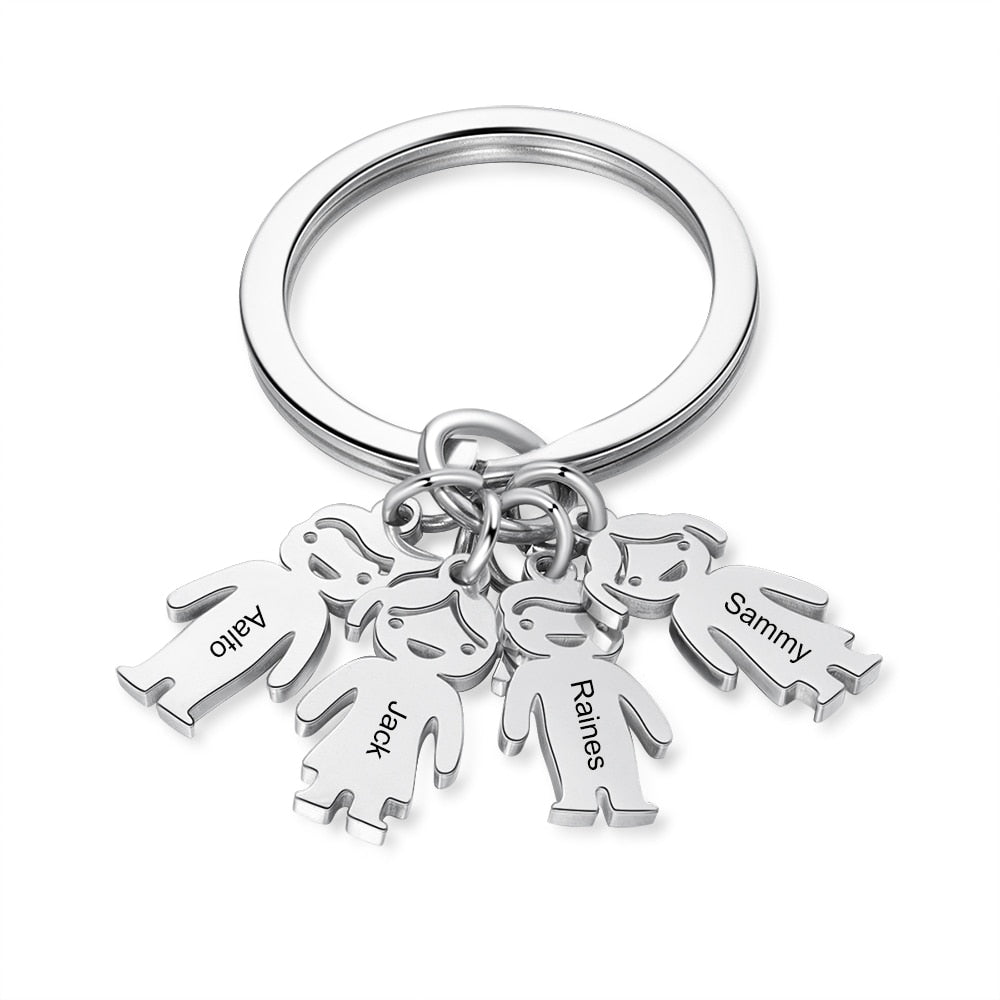 1 to 5 Personalized Children's Names Charm Keychain