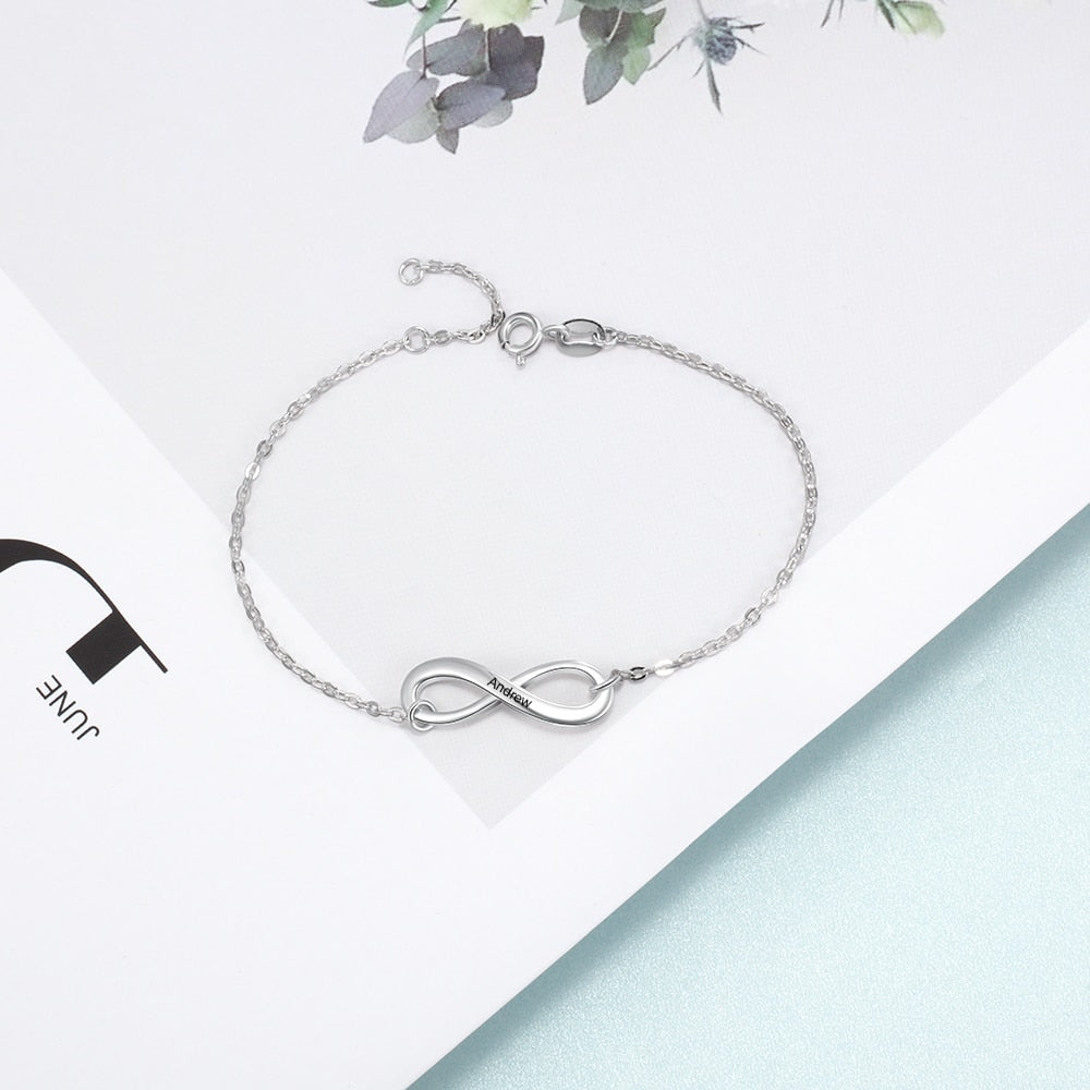 Minimalist Infinity Symbol Personalized Engraving Women's Bracelet