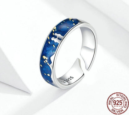 Meteoric Shower Blue & 925 Sterling Silver Women's Ring