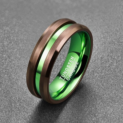 8mm Irish Green Groove Tungsten Men's Ring