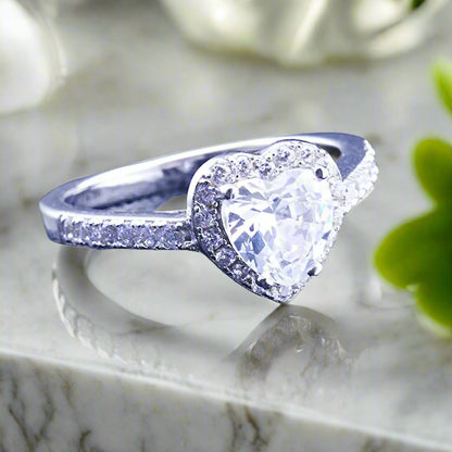 6mm Sterling Silver Heart Shape Zircons Love Ring – Romantic Elegance & Affection (Women’s) - Promise Rings