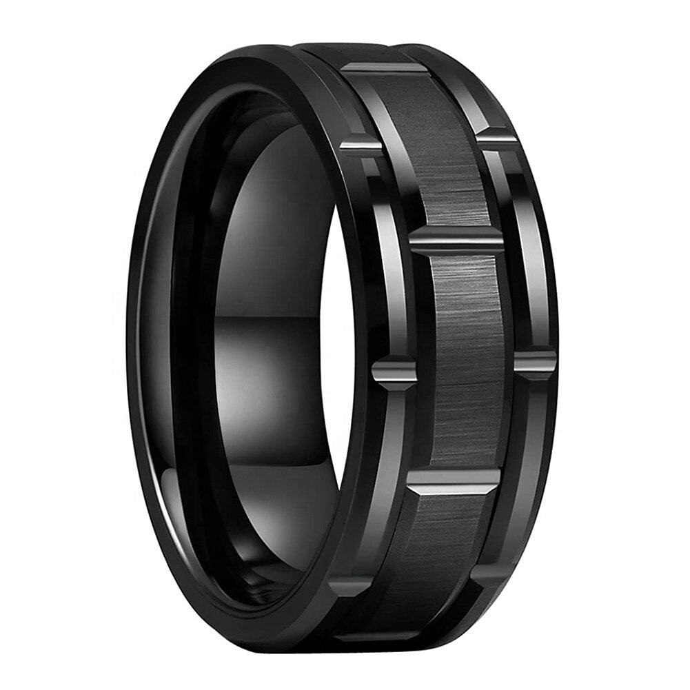 8mm Brick Pattern Tungsten Ring (3 colors)