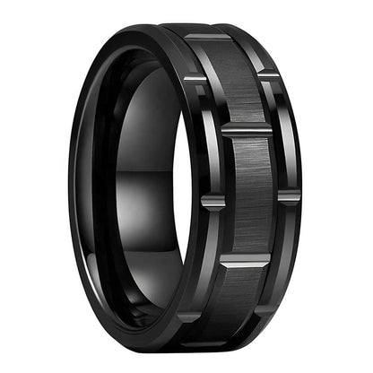 8mm Brick Pattern Tungsten Ring (3 colors)