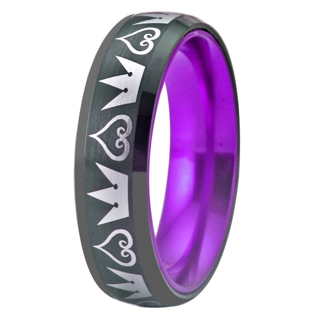 6mm & 8mm Kingdom Hearts Design Tungsten Unisex Ring (3 Colors)