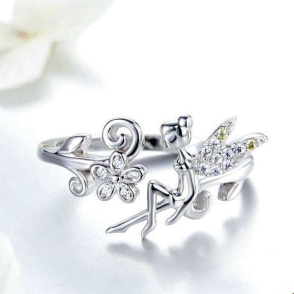 Magical Fairy Daisy Flower Sterling Silver Ring – Adjustable