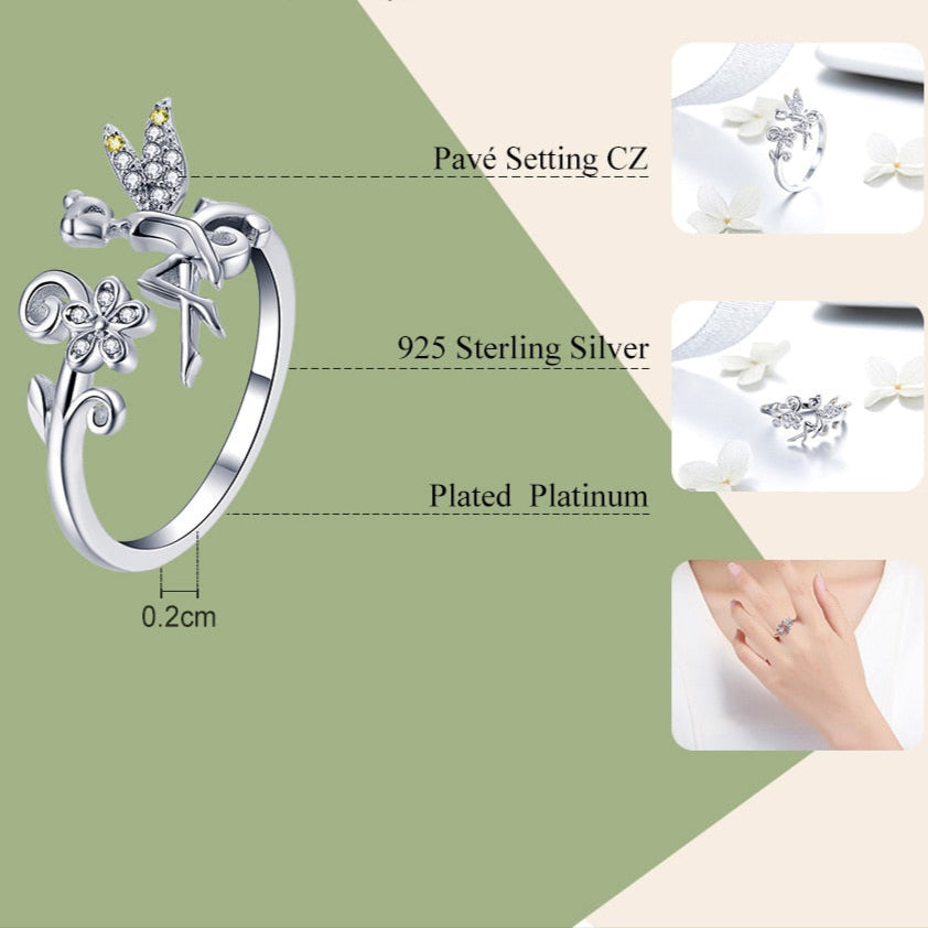 Magical Fairy Daisy Flower Sterling Silver Ring – Adjustable