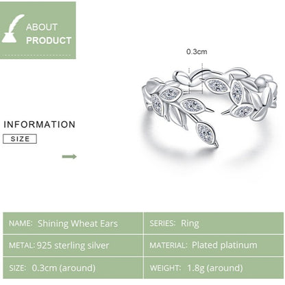 925 Sterling Silver Nature Leaf Ring – Adjustable with CZ Stones (Unisex) - Promise Rings
