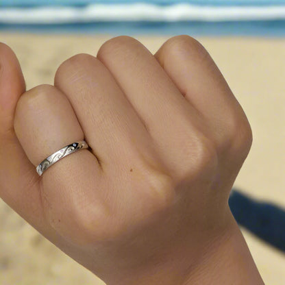 Ocean Wave Fire Opal Ring – 925 Sterling Silver Coastal Design (Women’s) - Promise Rings