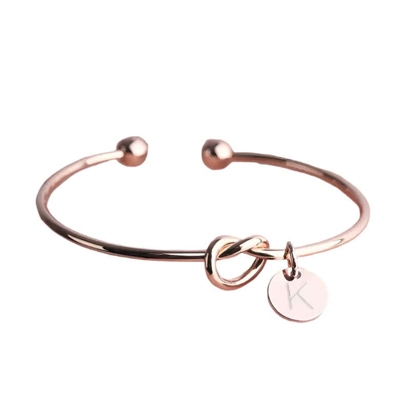 Adjustable Gold-Tone Silver-Tone Personalized Initial Knot Bracelet – Custom Letter Jewelry (Women’s) - Bracelets