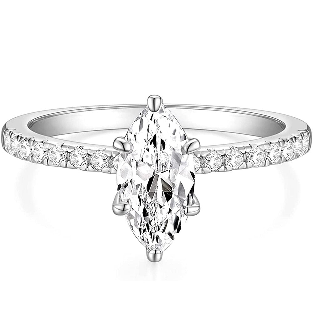 2ct Marquise Cut Cubic Zirconia 925 Sterling Silver Women's Ring