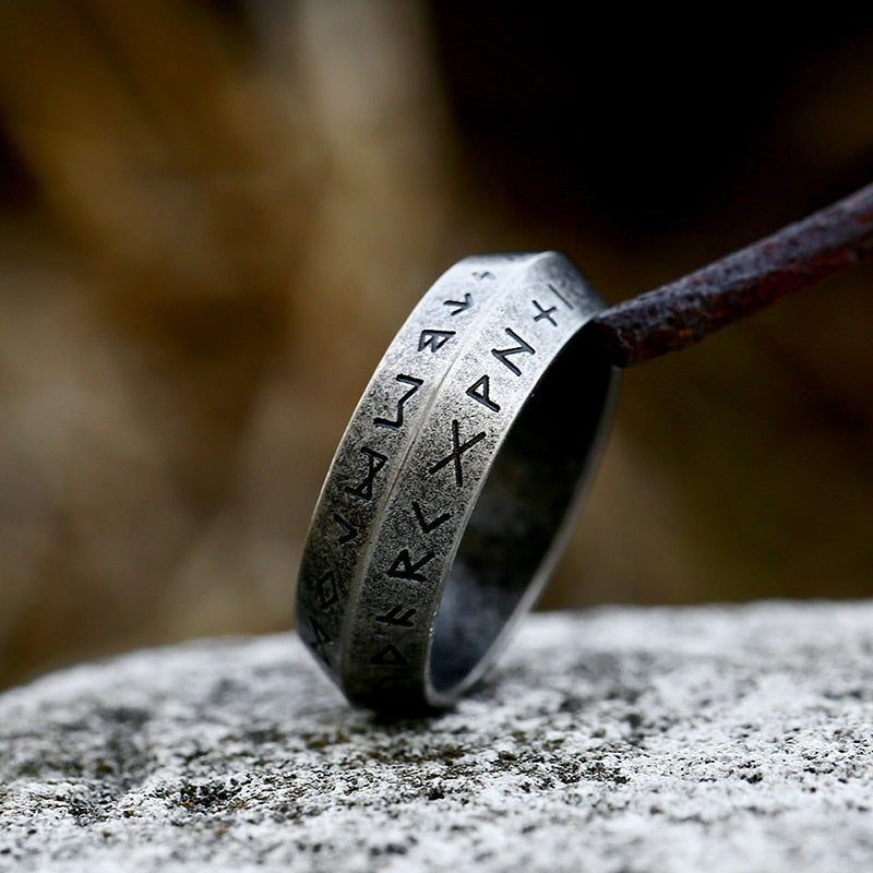 Rune Letters Odin Norse Viking Stainless Steel Men's Ring (14 Different Styles)