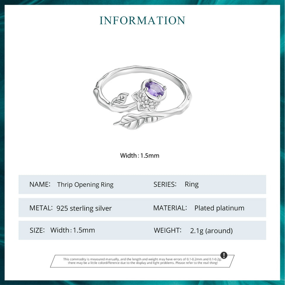 Purple Flower Cubic Zirconia 925 Sterling Silver Women's Ring