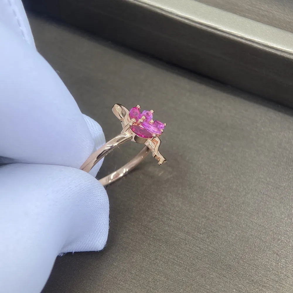 Dainty Pink Flamingo 925 Sterling Silver Rose Gold Women's Ring