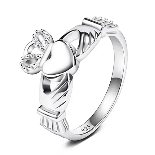 Women's 925 Sterling Silver Claddagh Ring - Celtic Love, Loyalty & Friendship Band