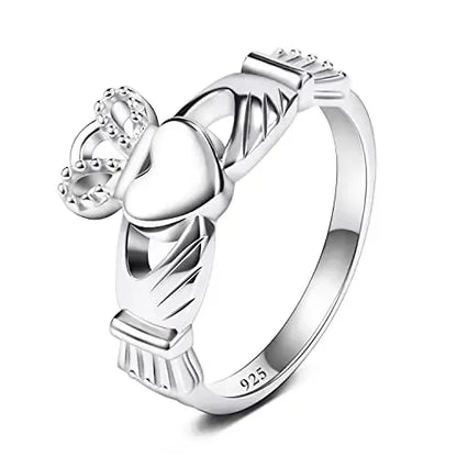 Women's 925 Sterling Silver Claddagh Ring - Celtic Love, Loyalty & Friendship Band