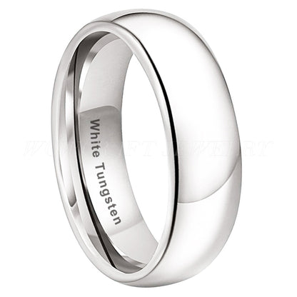 6mm Shiny Polished Minimalist Silver Tungsten Unisex Ring