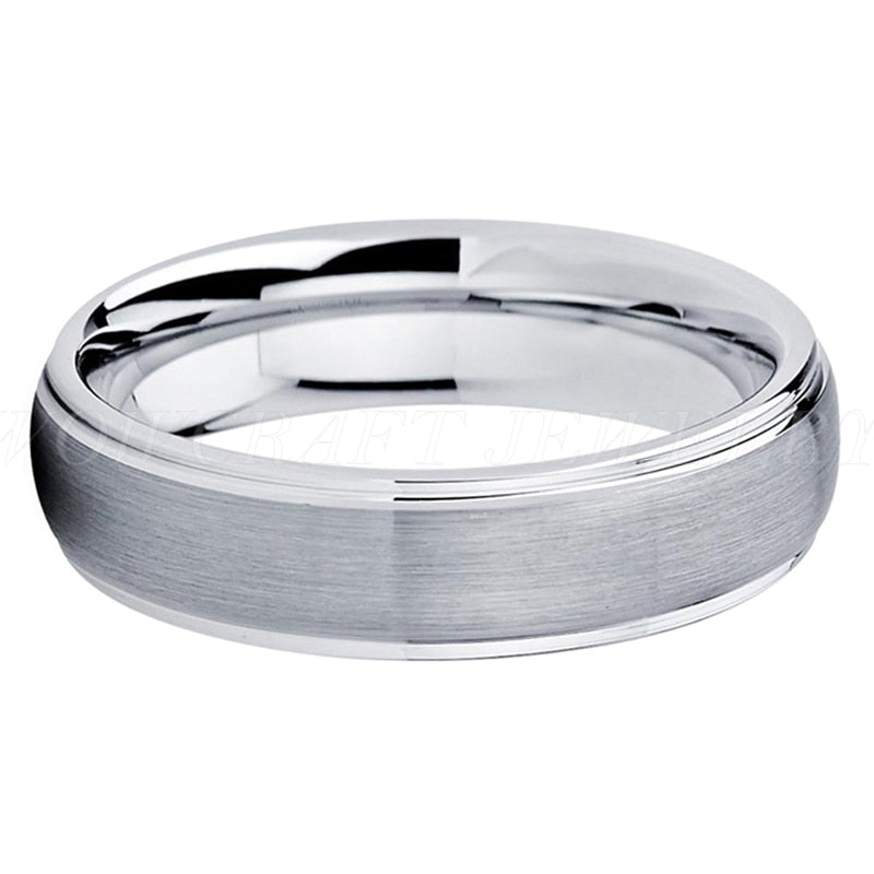 6mm, 8mm I Love You Centre Brushed Silver Tungsten Unisex Ring
