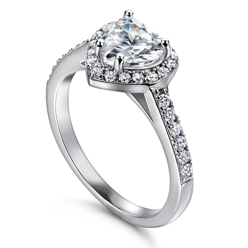 Heart Shape Zircons 925 Sterling Silver Love Women's Ring