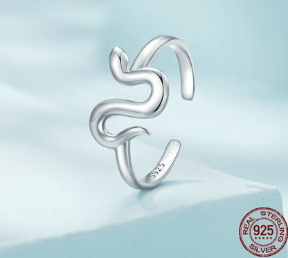 Small Snake 925 Sterling Silver Adjustable Women's Ring
