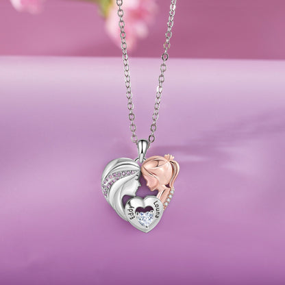 Personalized 2 Names Heart Mother & Daughter Pendant Necklace Necklaces