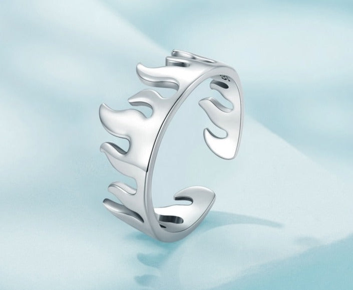 Creative Flames Firefighter 925 Sterling Silver Women's Adjustable Ring