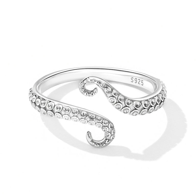 Octopus Tentacles Sea Animal Sterling Silver Adjustable Women's Ring