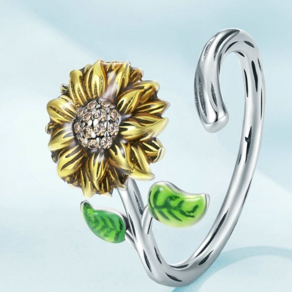 Sunflower 925 Sterling Silver Women's Ring