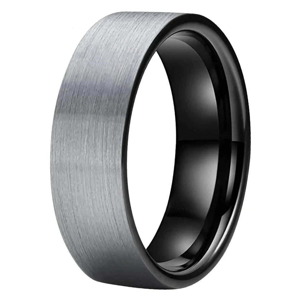 6mm, 8mm Black Brushed Tungsten Unisex Rings