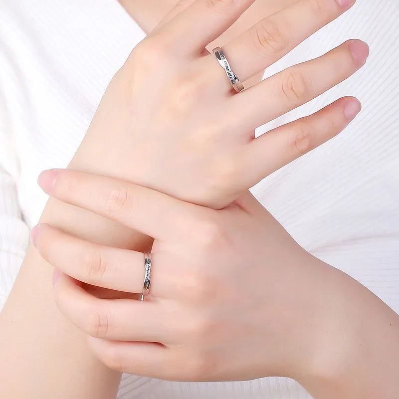 "You Complete Me" 925 Sterling Silver Adjustable Matching Rings