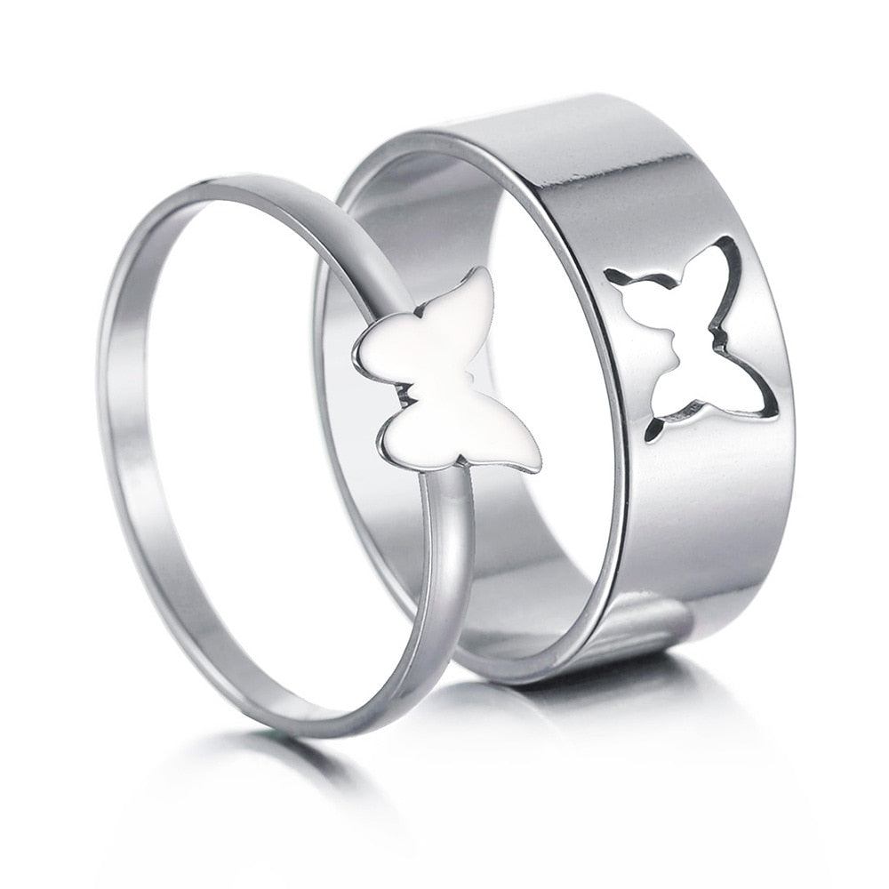 Butterfly Stainless Steel Unisex Rings (2pc/set)