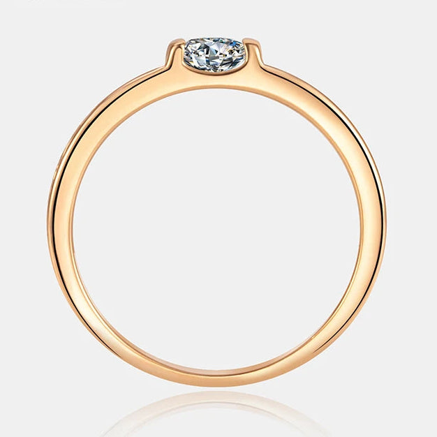 Women's Rose Gold Lab-Created Stone Ring — Minimalist Pavé Engagement & Promise Band