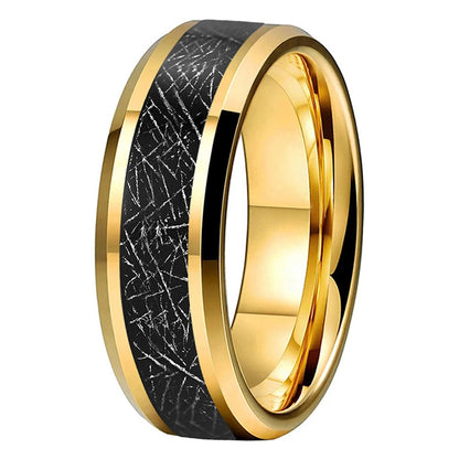 8mm Black Tungsten Ring – Sand & Silk Textured Inlays (Men’s)