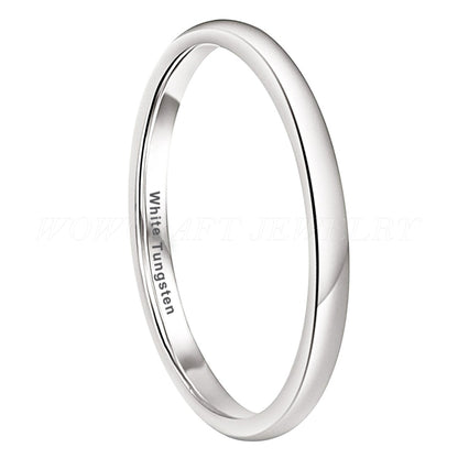 2mm Simple Silver Tungsten Women's Ring
