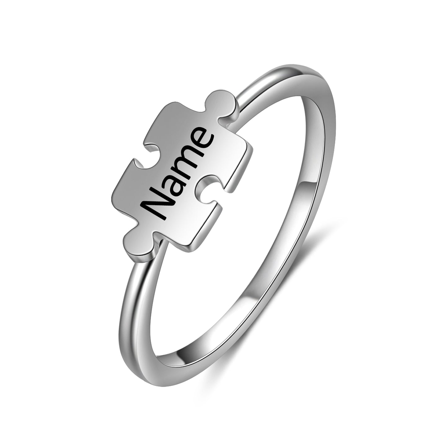 Jigsaw Puzzle Piece Personalized Engraving Women's Copper Ring