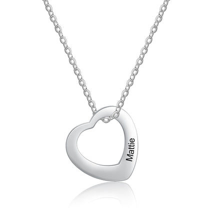2 to 5 Personalized Name Engravings Hollow Heart Pendants Women's Necklace