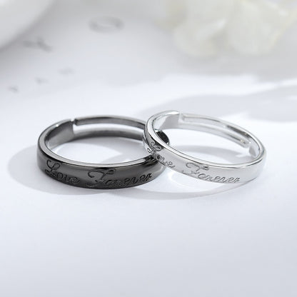 Love Forever Top Engraved 925 Sterling Silver Couple's Rings