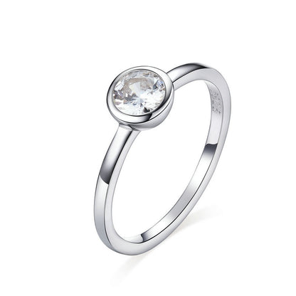 Clear Cubic Zirconia & Minimalist 925 Sterling Silver Women's Rings
