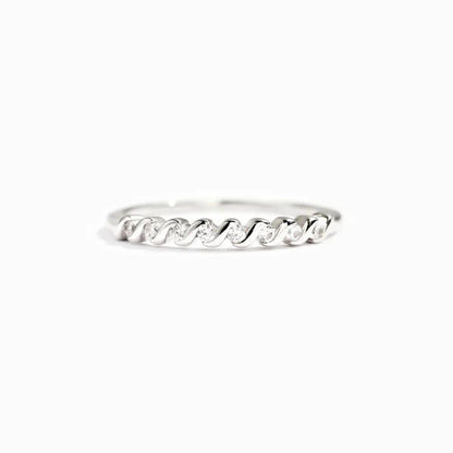 Minimalist Spiral Twisted Zircons 925 Sterling Silver Women's Ring