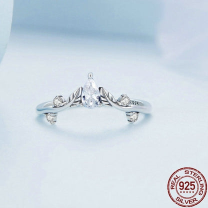 Silver Bee Honeycomb & Drop Clear Zircon 925 Sterling Silver Adjustable Women's Ring
