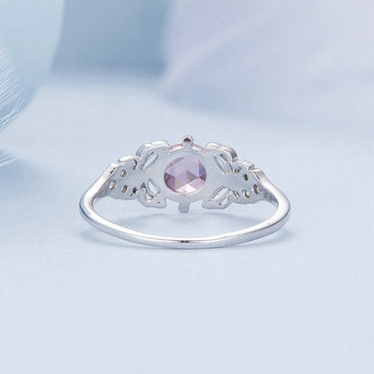 Butterflies & Pink Stone 925 Sterling Silver Pink Women's Ring